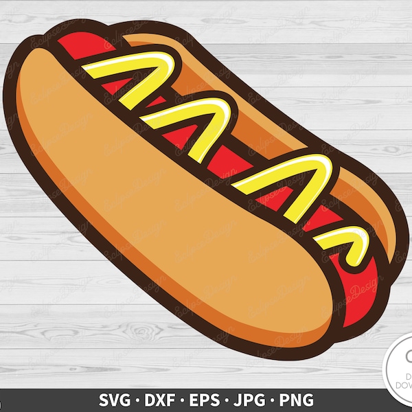 Hot Dog SVG • Clip Art Cut File Silhouette dxf eps png jpg • Instant Digital Download