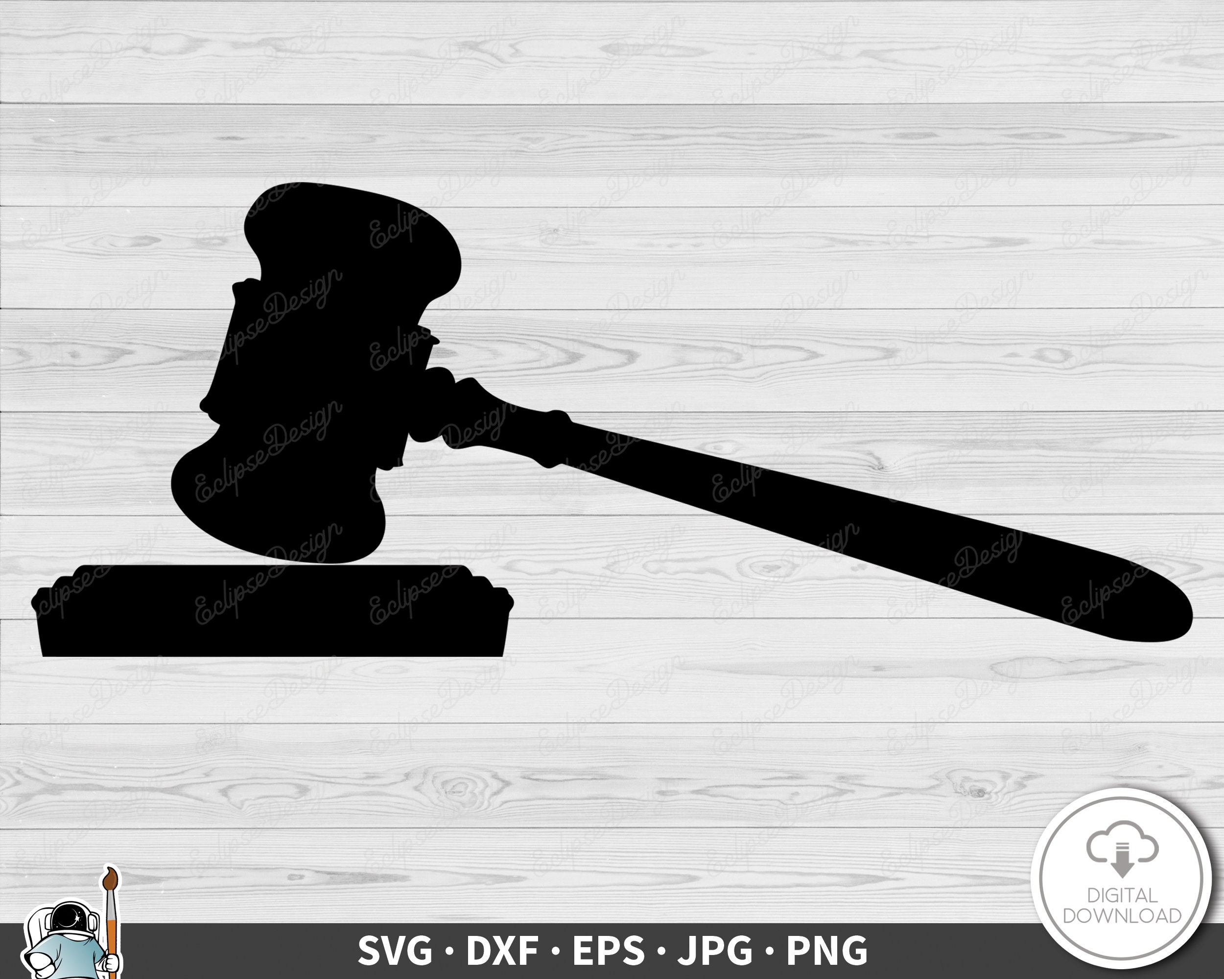 Gavel Court Judge SVG Clip Art Cut File Silhouette Dxf Eps Png Jpg ...
