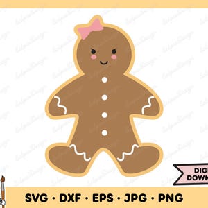 Gingerbread Girl SVG Gingerbread Clip Art Gingerbread SVG Cut File Christmas Cookie Silhouette Instant Digital Download