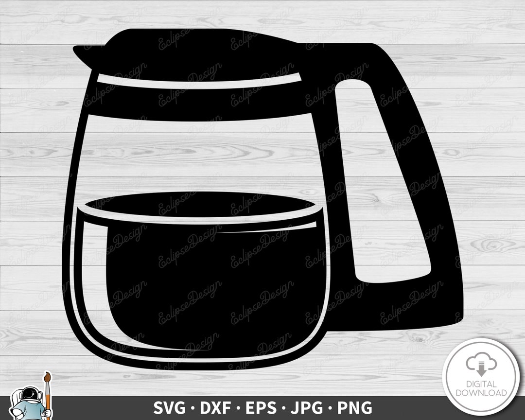 Coffee Pot SVG Clip Art Cut File Silhouette Dxf Eps Png Jpg Instant