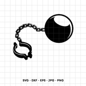 Ball and Chain Prisoner SVG Clipart PNG Cricut Silhouette (Instant Digital Download)