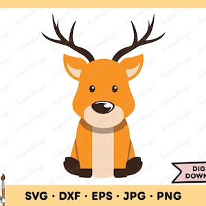 Cute Baby Deer SVG Deer Clip Art Deer Cut File Silhouette Instant Digital Download