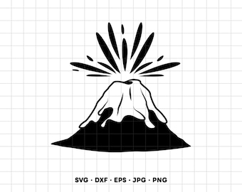 Vulkaan Vulkaanuitbarsting SVG Clipart PNG Cricut Silhouette (Directe digitale download)