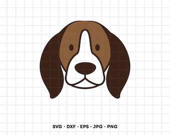 Beagle hund ansikte SVG Clipart PNG Cricut silhuett (Digital nedladdning direkt)