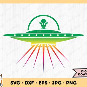 Alien UFO SVG UFO Clip Art Schnitt Datei Alien Silhouette Sofortiger digitaler Download