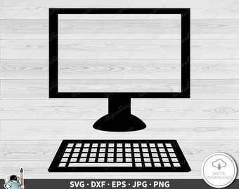 Computer and Keyboard SVG • Clip Art Cut File Silhouette dxf eps png jpg • Instant Digital Download