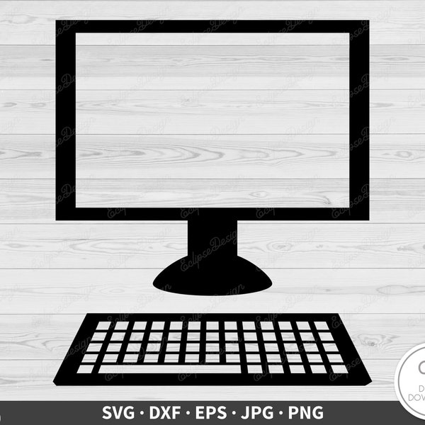 Computer and Keyboard SVG • Clip Art Cut File Silhouette dxf eps png jpg • Instant Digital Download