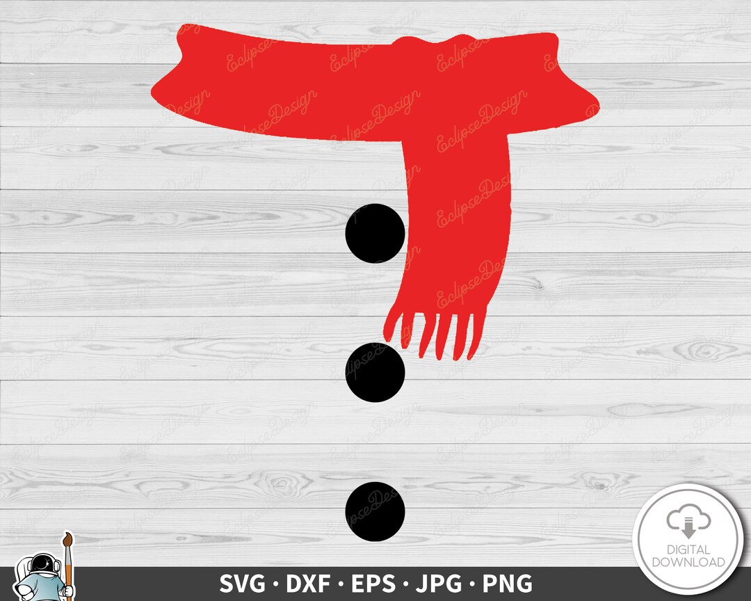 Snowman Scarf SVG Clip Art Cut File Silhouette Dxf Eps Png Jpg Instant