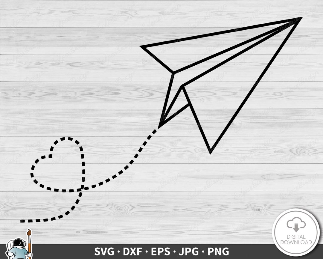 Paper Airplane SVG Clip Art Cut File Silhouette Dxf Eps Png Jpg Instant