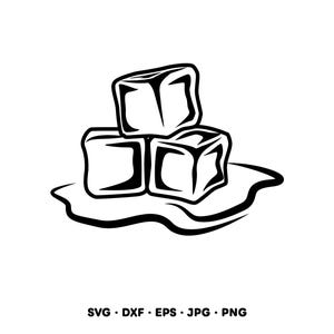 Melting Ice Cubes SVG Clipart PNG (Instant Digital Download)