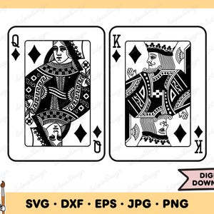 King Queen of Diamonds SVG Playing Cards SVG Cards PNG Cards Clip Art Cut File Silhouette • Instant Digital Download