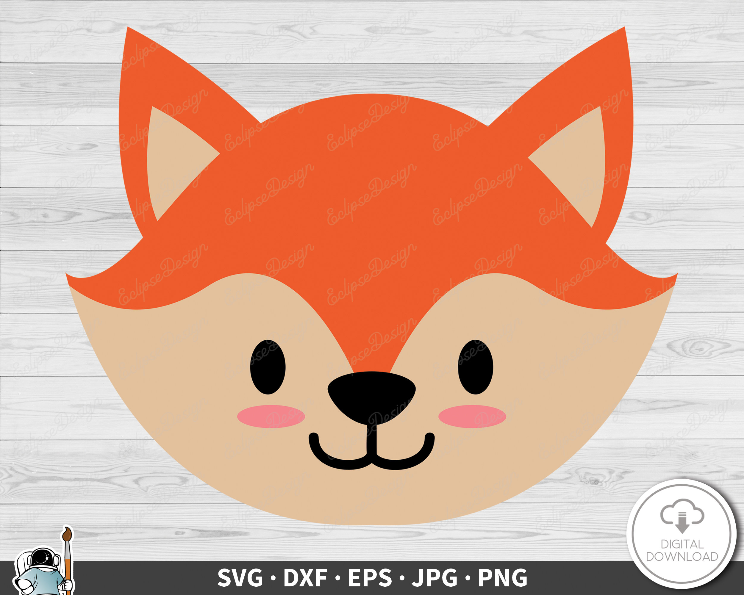 Fox Face SVG Clip Art Cut File Silhouette Dxf Eps Png Jpg Instant Digital  Download - Etsy