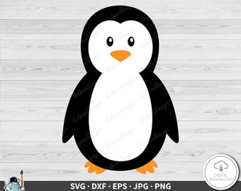 Cute Penguin SVG • Clip Art Cut File Silhouette dxf eps png jpg • Instant Digital Download