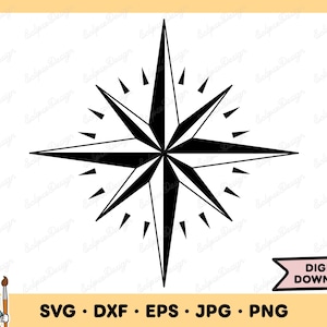 Compass Rose Icon SVG Compass Rose Clip Art Compass Rose SVG Cut File Silhouette Instant Digital Download