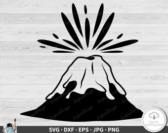 Volcán SVG • Erupción volcánica Clip Art Cut File Silhouette dxf eps png jpg • Descarga digital instantánea