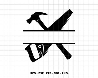 Saw and Hammer Construction SVG Clipart PNG Cricut Silhouette (Instant Digital Download)