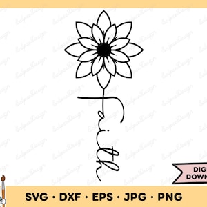 Fleur de la foi SVG fleur Clip Art foi couper fichier Silhouette téléchargement numérique instantané dxf eps png jpg
