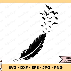 Feather SVG Birds SVG Feather Clip Art Bird Clipart Cut File Silhouette Instant Digital Download