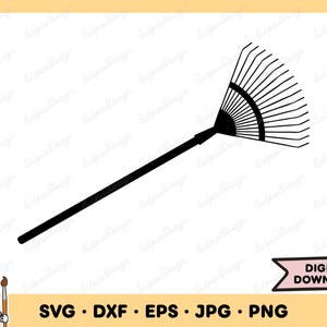 Raking Leaves SVG Rake SVG Raking Leaves PNG Rake Clip Art Cut File Silhouette Instant Digital Download
