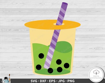 Boba Bubble Tea SVG • Clip Art Cut File Silhouette dxf eps png jpg • Instant Digital Download
