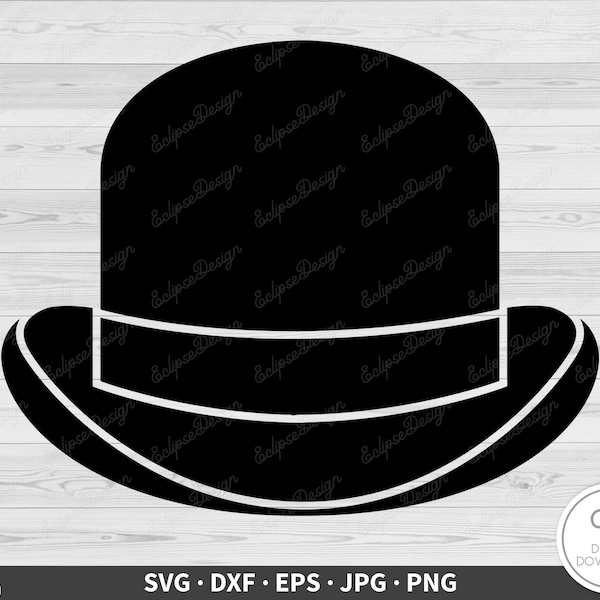 Bowler Hat SVG • Clip Art Cut File Silhouette dxf eps png jpg • Instant Digital Download