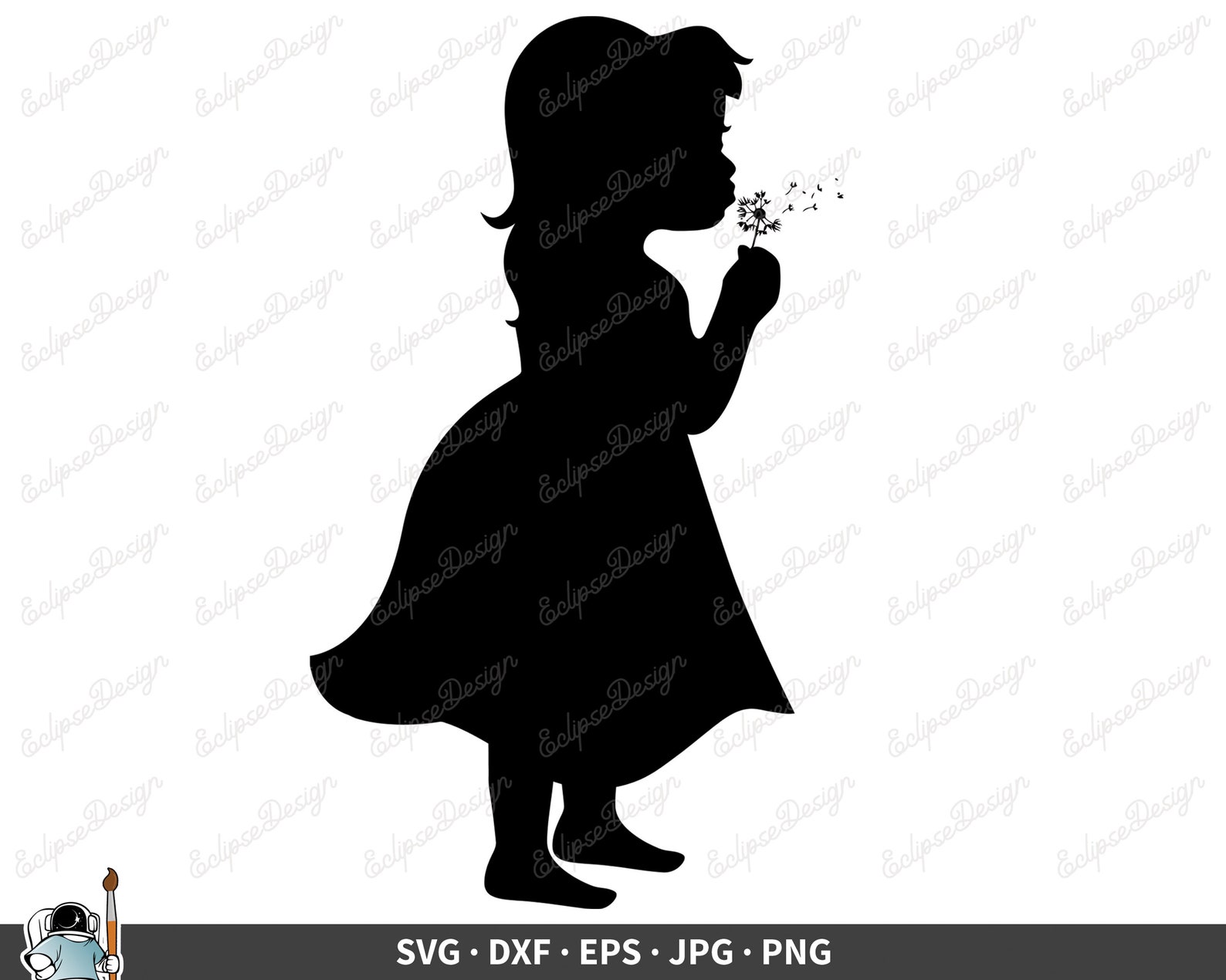 Girl Dandelion SVG Little Girl Flower Clip Art Vector Flower Etsy