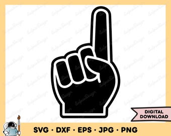 Sportfan finger hand SVG Clipart PNG (Digital nedladdning direkt)