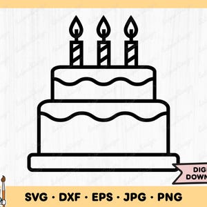 Birthday Cake SVG Cake Clip Art Cake Cut File Cake Silhouette Instant Digital Download