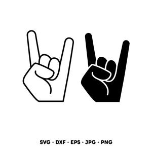 Rock an Hand SVG Clipart PNG (Instant Digital Download) Bild 1