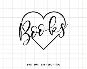 Books Script SVG Clipart PNG Cricut Silhouette (Instant Digital Download)