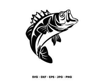 Imágenes prediseñadas SVG y PNG de pesca de lubina (descarga digital instantánea)
