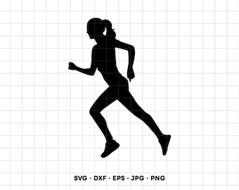 Running Girl SVG Clipart PNG Cricut Silhouette (Instant Digital Download)