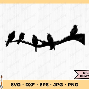 Birds on a Tree Branch SVG Birds Clip Art Birds Cut File Birds SVG Silhouette Instant Digital Download