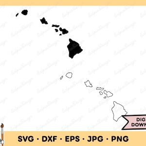 Hawaii SVG Hawaii PNG Hawaii State Clip Art Cut File Silhouette Instant Digital Download