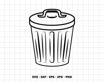 Papperskorg sopor SVG Clipart PNG Cricut Silhouette (Digital nedladdning direkt)
