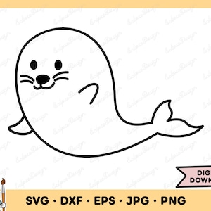 Seehund Tier SVG Clipart PNG (Instant Digital Download) Bild 1