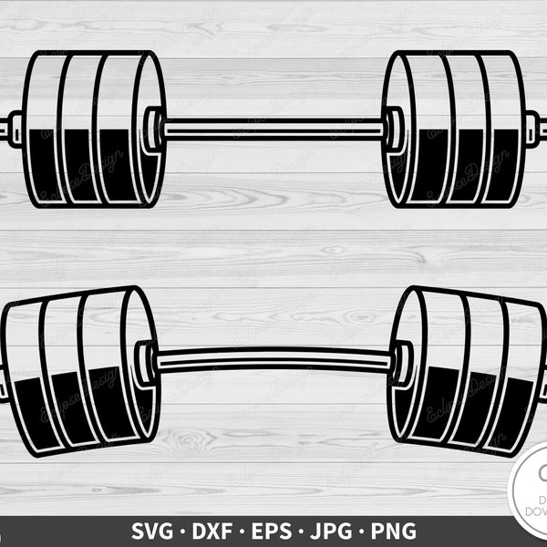 Weightlifting Barbell SVG • Clip Art Cut File Silhouette dxf eps png jpg • Instant Digital Download