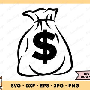 Moneybag SVG Moneybag PNG Moneybag Clip Art Cut File Silhouette Instant Digital Download