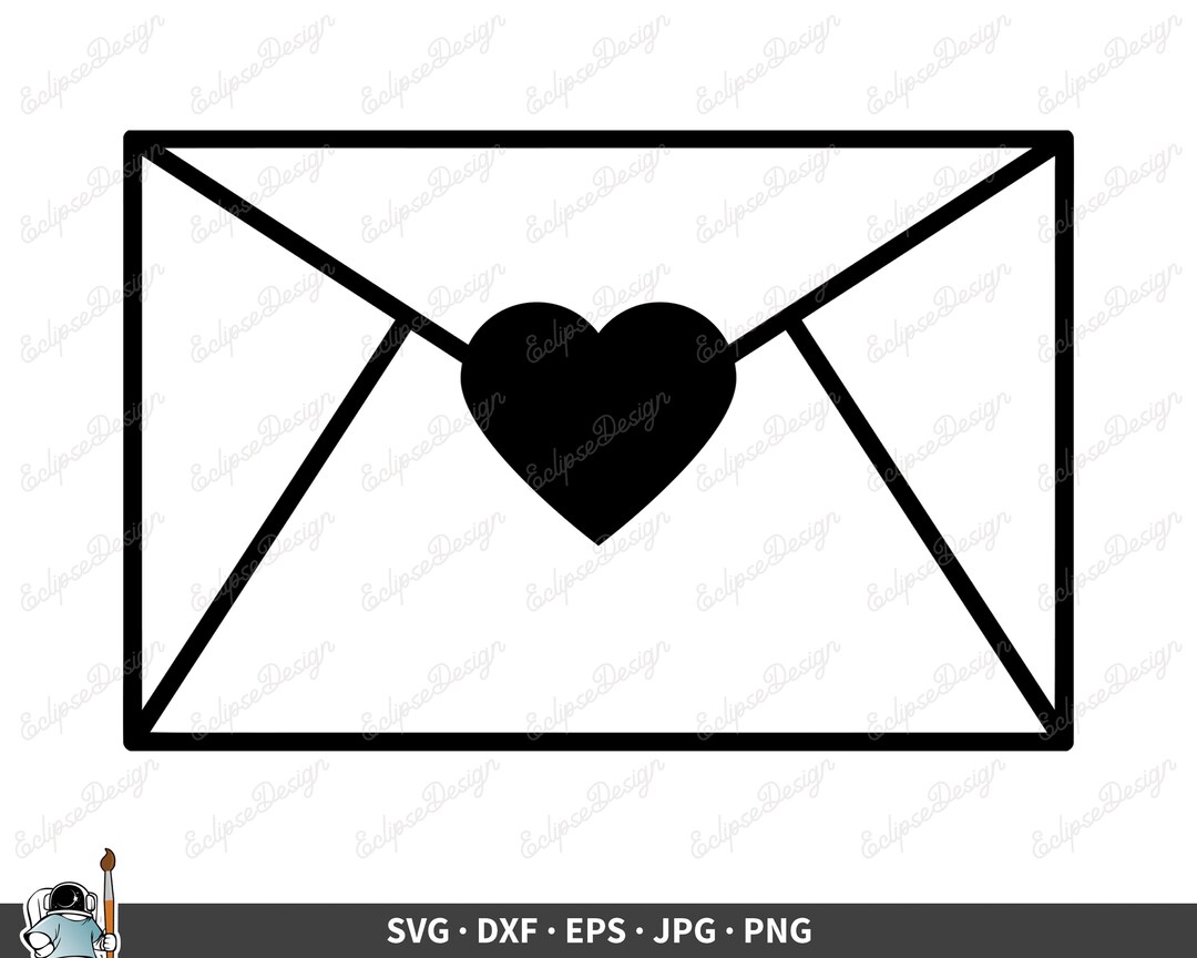 Envelope Heart Letter SVG Clip Art Cut File Silhouette Dxf Etsy