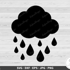 Rain Cloud SVG Rainy Weather Clip Art Cut File Silhouette Instant Digital Download dxf eps png jpg