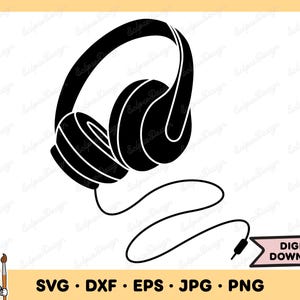 Headphones SVG Headphones PNG Headphones Clip Art Cut File Silhouette Instant Digital Download