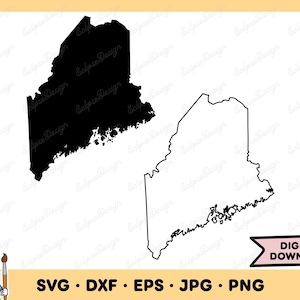 Maine SVG Maine PNG State Maine Clip Art Cut File Silhouette Instant Digital Download