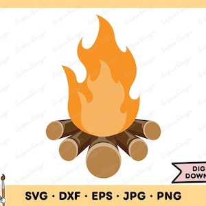 Campfire Camping SVG Campfire Clip Art Campfire Cut File Silhouette Instant Digital Download