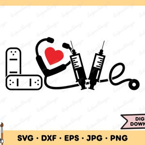 Love Nurse SVG Nurse PNG RN Clip Art Cut File Silhouette Instant ...