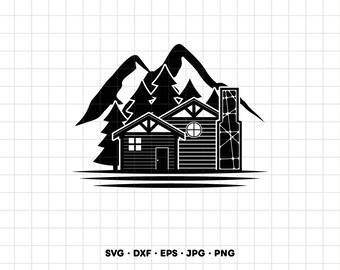 Cabin Wilderness Mountain SVG Clipart PNG Cricut Silhouette (Instant Digital Download)