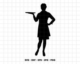 Waitress Diner SVG Clipart PNG Cricut Silhouette (Instant Digital Download)