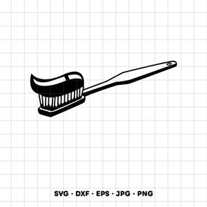 Spazzolino e dentifricio SVG Clipart PNG Cricut Silhouette (Download digitale immediato)