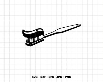 Toothbrush and Toothpaste SVG Clipart PNG Cricut Silhouette (Instant Digital Download)