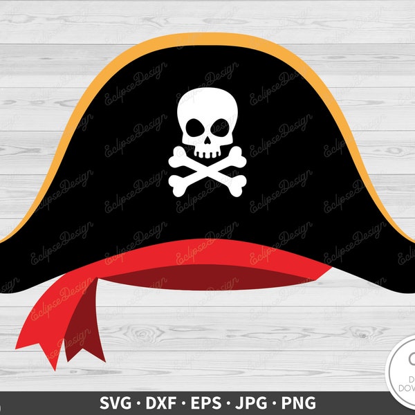 Pirate Hat SVG • Clip Art Cut File Silhouette dxf eps png jpg • Instant Digital Download