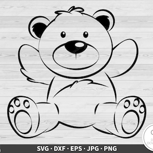 Oso de peluche SVG Animal de peluche Clip Art Archivo de corte Silueta Descarga digital instantánea
